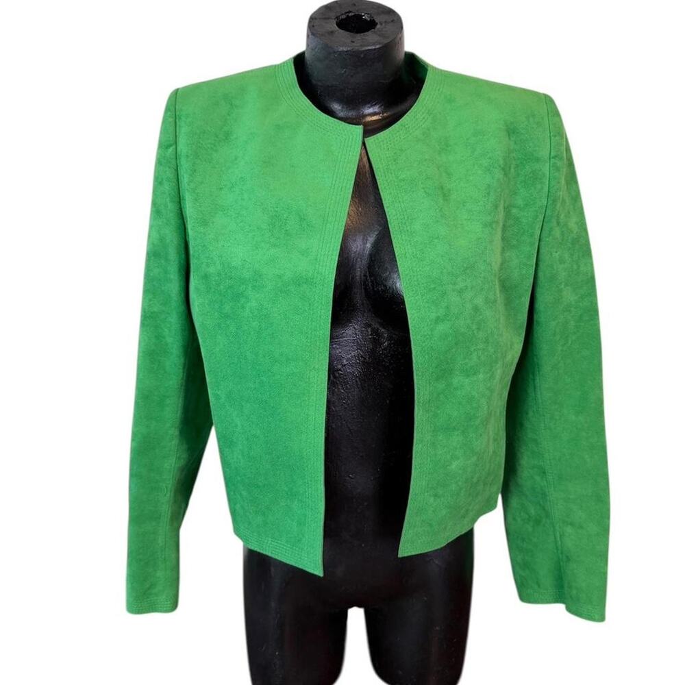 Vintage Lilli Ann Adolph Schuman Ultrasuede Bolero Jacket - Lime Green - 70s/80s